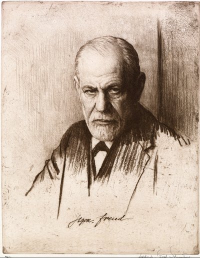 Sigmund Freud (1856-1939) portréja. Ferdinand Schmutzer (1870-1928) munkája, metszet alkotó: Ferdinand Schmutzer