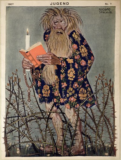 Egy troll, illusztráció a „Jugend” magazinból, 1907-ben Münchenben (színes litó) alkotó: Ferdinand Spiegel