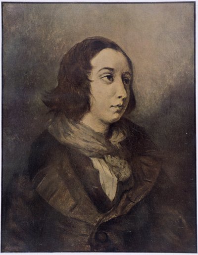 George Sand (Aurore Dupin, Baronne Dudevant) (1804-1876) portréja, Delacroix. alkotó: Ferdinand Victor Eugene (after) Delacroix