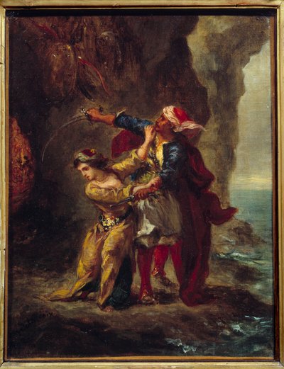 Abydos menyasszonya. (The Bride of Abydos) Illusztráció George Gordon Byron Lord Byron (1788-1824) „The Bride of Abydos” című könyvéből, a II. Strophe XXIII. Eugene Delacroix festménye (1798-1863) alkotó: Ferdinand Victor Eugene Delacroix