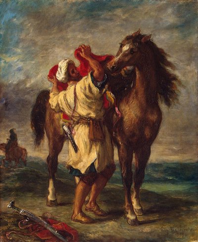 Arab nyergelte a lovát alkotó: Ferdinand Victor Eugene Delacroix