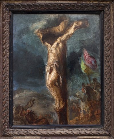 Keresztre feszítés. Eugene Delacroix (1798-1863) festménye, olaj, fa alkotó: Ferdinand Victor Eugene Delacroix