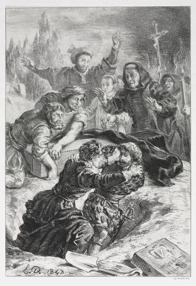 Hamlet: Hamlet és Laertes Ophelia sírjában, 1843. alkotó: Ferdinand Victor Eugene Delacroix