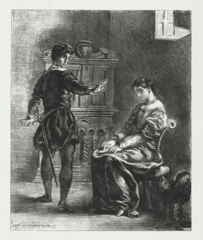 Hamlet: Hamlet és Ophelia, 1834. alkotó: Ferdinand Victor Eugene Delacroix