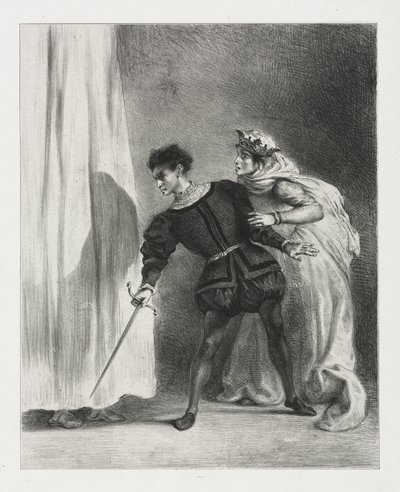 Hamlet: Polonius meggyilkolása, 1834. alkotó: Ferdinand Victor Eugene Delacroix