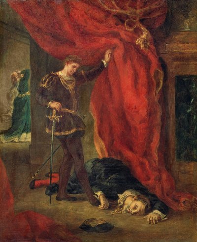 Hamlet Polonius teste előtt alkotó: Ferdinand Victor Eugene Delacroix