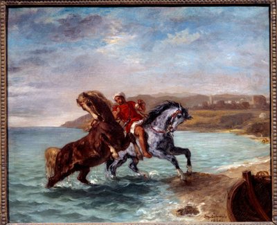 Lovak jönnek ki a tengerből. Eugene Delacroix festménye (1798-1863) alkotó: Ferdinand Victor Eugene Delacroix