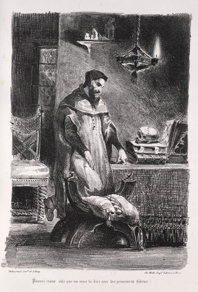 Illusztrációk Fausthoz: Faust az öltözőjében, 1828. alkotó: Ferdinand Victor Eugene Delacroix