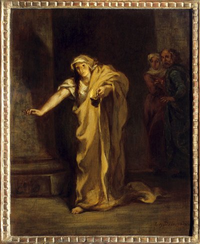 Lady Macbeth alvajárás Illusztráció William Shakespeare (1564-1616) azonos című munkájáról. Eugene Delacroix (1798-1863) festménye 1850 V. 0,40 x 0,32 m Fredericton. Beaverbrook Művészeti Galéria alkotó: Ferdinand Victor Eugene Delacroix