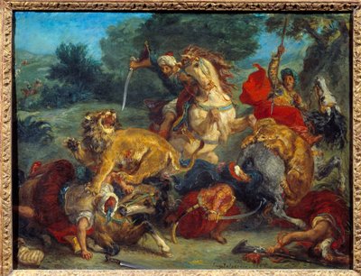 Oroszlánvadászat. Eugene Delacroix festménye (1798-1863) alkotó: Ferdinand Victor Eugene Delacroix