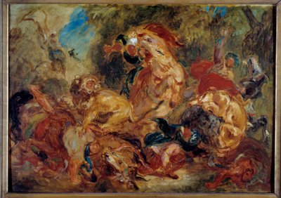 Oroszlánvadászat. Vázlat: Eugene Delacroix (1798-1863) alkotó: Ferdinand Victor Eugene Delacroix