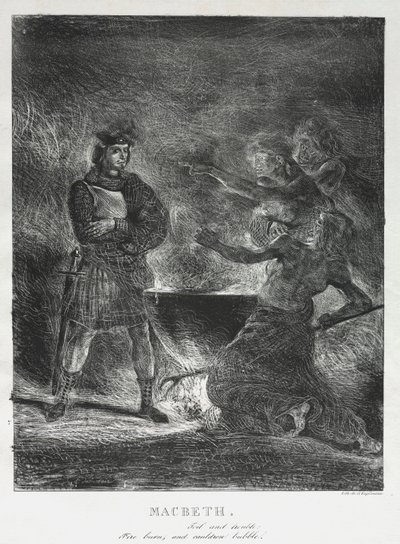 Macbeth tanácsadás a boszorkányokkal, 1825. alkotó: Ferdinand Victor Eugene Delacroix