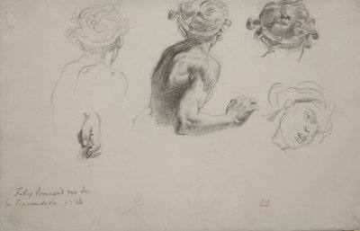 Tanulmányi lap „Traianus igazságszolgáltatásához”, 1840 körül (ceruza papíron) alkotó: Ferdinand Victor Eugene Delacroix