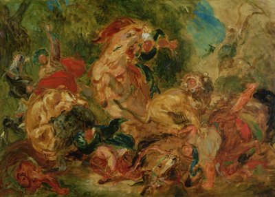 Tanulmány az Oroszlánvadászathoz, 1854 alkotó: Ferdinand Victor Eugene Delacroix