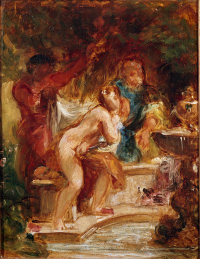 Suzanne a fürdőben. Eugene Delacroix festménye (1798-1863) alkotó: Ferdinand Victor Eugene Delacroix