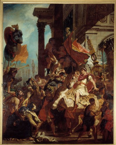 Traianus igazságszolgáltatása Egy özvegy, akinek a fiát megölték, Traianus császártól (Marcus Ulpius Trajanus, 53-117) keres igazságot, aki háborúba indul. A puragatórium illusztrációja Dante Alighieri (1265-1321) „” La Divina Commedia” című művében (Isten alkotó: Ferdinand Victor Eugene Delacroix