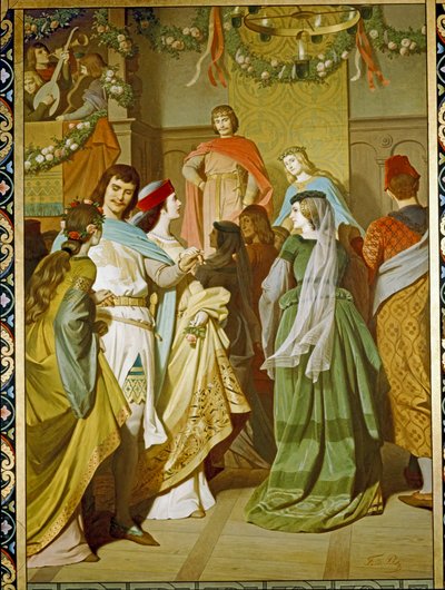 Udvari élet a Szent Grál várában ... alkotó: Ferdinand the Elder Piloty