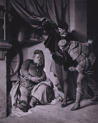 Jelenet Shakespeare IV. Henrik király című művéből, 1. rész (II. felvonás, 4. jelenet) (litho) alkotó: Ferdinand the Elder Piloty