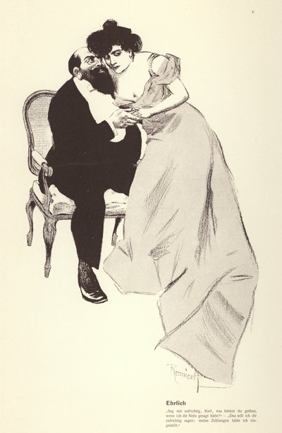Férfi szeretőjével (litho) alkotó: Ferdinand von Reznicek