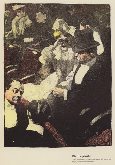 Nő operaszemüvegen keresztül néz a színházban (színes litó) alkotó: Ferdinand von Reznicek