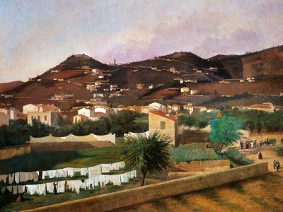 Fiesole-hegy látképe, Ferdinando Buonamici (1820-92), olaj, vászon, 88x119 cm alkotó: Ferdinando Buonamici