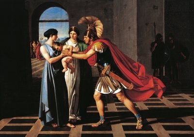 Andromache elfogja Hectort a Scaean-kapunál alkotó: Ferdinando Castelli