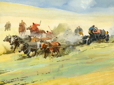Tízezer mérföldes autóverseny (gouache, papír) alkotó: Ferdinando Tacconi