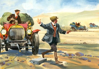 Tízezer mérföldes autóverseny (gouache, papír) alkotó: Ferdinando Tacconi