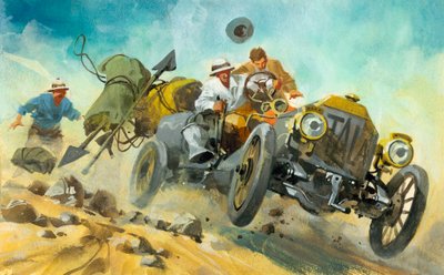 Tízezer mérföldes autóverseny (gouache, papír) alkotó: Ferdinando Tacconi