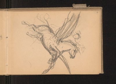 Pegasus mit Reiter im Flug; verso: zusammen mit Karte 18 Notizen zu Farbpreisen alkotó: Ferdynand Ruszczyc