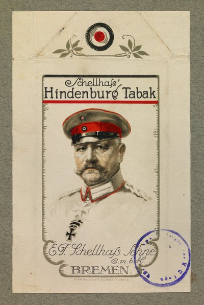 Hindenbourg portréja egy dohánycsomagon alkotó: Fernand Barbier