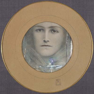Barna szemek és egy kék virág alkotó: Fernand Khnopff