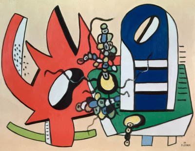 Csendélet vörösben és kékben alkotó: Fernand Leger