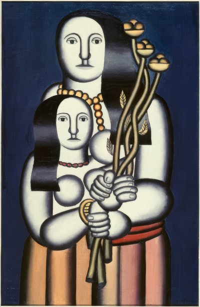 Két nő kék háttér előtt alkotó: Fernand Leger