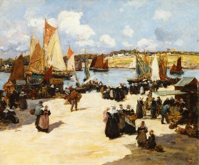 Forgalmas kikötői jelenet, alkotó: Fernand Legout Gerard