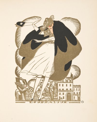 Bourrasque, a divattányérok gyűjteményéből, 1920 (pochoir print) alkotó: Fernand Siméon