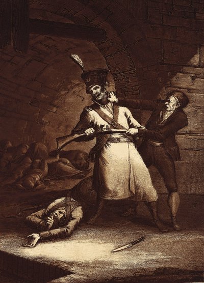 Jose de la Hera fellázad a napóleoni hadsereg egyik katonája ellen, kb. 1812-13 (rézkarc) alkotó: Fernando Brambila