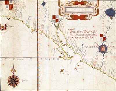 Kilátás Mexikó nyugati partjára és Dél-Kalifornia - Térkép alkotó: Fernao Vaz Dourado