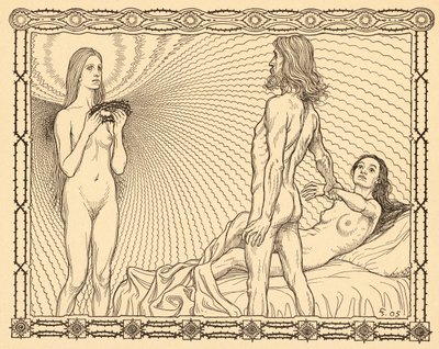 Az örök menyasszony, 2. lemez, a „Lebenszeichen” portfólióból, pub. Fritz Heyder Verlag 1908-ban Berlinben alkotó: Fidus