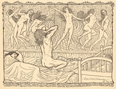 Gaukeltraum, 5. tábla, a „Lebenszeichen” portfólióból, pub. Fritz Heyder Verlag 1908-ban Berlinben alkotó: Fidus