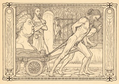 A hétköznapiság szekere előtt, 3. tábla, a „Lebenszeichen” portfólióból, kocsma. Fritz Heyder Verlag 1908-ban Berlinben alkotó: Fidus