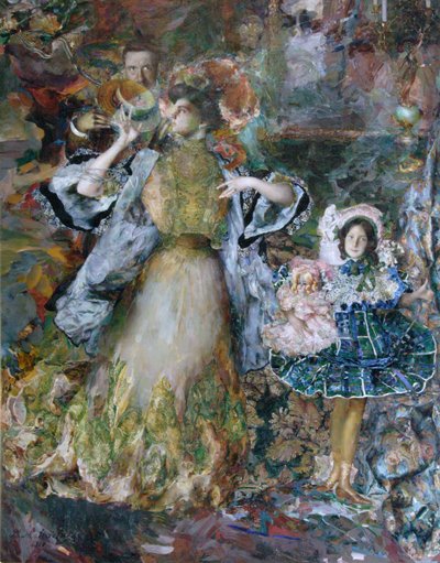 Önarckép feleséggel és lányával, 1910 alkotó: Filipp Andreyevich Malyavin