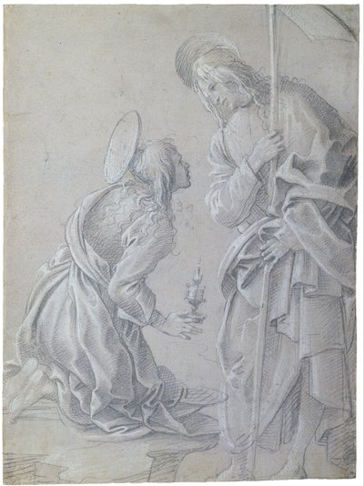 Térdelő Szent Mária Magdolna és álló Krisztus alkotó: Filippino Lippi
