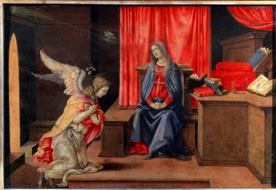 Az Angyali üdvözlet. festése Filippino Lippi (1457-1504), 1490 körül. Tempera fán. Firenzei reneszánsz művészet. Ermitázs Múzeum, Szentpétervár. alkotó: Filippino Lippi