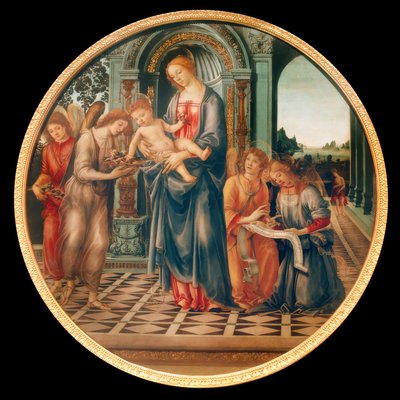 Mária a gyermekkel, angyalok és Keresztelő János alkotó: Filippino Lippi