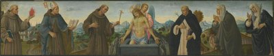 Fájdalmak férfia és hat szent (Páduai Szent Antal, Toulouse-i Lajos, Ferenc, Domonkos, Klára és Sienai Katalin) alkotó: Filippino Lippi