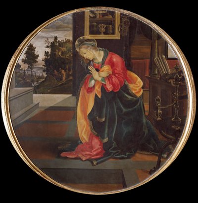 Az Angyali üdvözlet. A Szűz részlete (olaj, vászon alkotó: Filippino Lippi