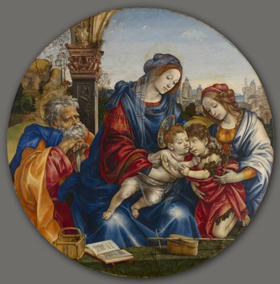 A Szent Család Keresztelő Szent Jánossal és Szent Margittal, c. 1495. alkotó: Filippino Lippi