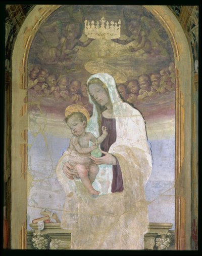 A Madonna és a gyermek, egy részlet a Canto al Mercatale tabernákulumából, 1498 alkotó: Filippino Lippi