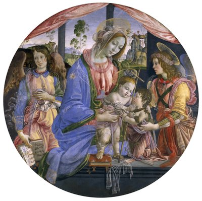 Madonna és gyermek a csecsemő Szent Jánossal és két angyallal, 1480-as évek közepe (tempera a panelen) alkotó: Filippino Lippi